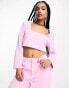 Extro & Vert Petite square neck crop top in baby pink co-ord