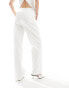 4th & Reckless Tall exclusive tailored linen look wide leg trousers co-ord in white