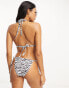 Wolf & Whistle Exclusive Fuller Bust mix & match high leg tie side bikini bottom in zebra print