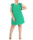 Plus Size Jewel-Neck Pleat-Sleeve Dress