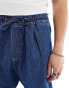 Jack & Jones denim short with drawstring waist in blue