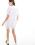 Miss Selfridge festival lace hem t-shirt dress in white