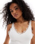 Pull&Bear lace trim cami in white