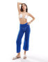 Stradivarius cropped crochet trouser in blue