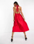 Never Fully Dressed backless midaxi dress with pockets in red