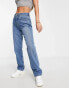 ASOS DESIGN mid rise straight jeans in mid blue