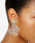 Silver-Tone Openwork Flower Double Drop Earrings