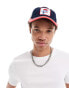 ASOS DESIGN trucker cap with fried chicken graphic in navy and red