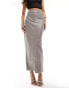 River Island tailored PU column skirt in light grey