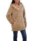 Women's Hooded Grooved Faux Fur Coat