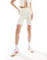 Pieces ribbed legging short co-ord with red trim in cream