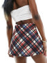 ASOS DESIGN metal trim detail front skort in check