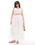 Yours tiered maxi skirt in white