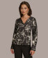 Donna Karan Women's Printed V-Neck Blouse