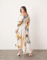 ASOS EDITION Curve fallen shoulder maxi dress in blurred floral print