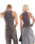 Reclaimed Vintage unisex shrunken ribbed vest in washed charcoal