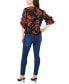 Petite V-Neck Floral-Print Gathered-Sleeve Top