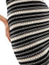 Nobody's Child textured knitted midi dress in black and white stripe