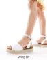 Truffle Collection wide fit flatform espadrille in white