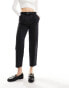 Stradivarius tailored pleat front cropped trouser in black