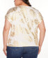 Plus Size Foil Print Grommet Trim Top