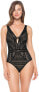 Becca by Rebecca Virtue Women's 236498 Black 1 Plunge One Piece Swimsuit Size L