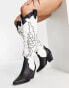 Public Desire Exclusive Rodeo ruched over the knee cowboy boots in black and white