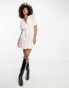 River Island lace detail mini shirt dress in white