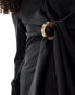 Aria Cove plunge ring detail mini beach shirt dress in black