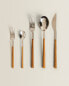 Pack of dessert spoons with wood-effect handles (set of 4)