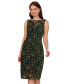 Women's Floral Metallic Midi Sheath Dress