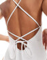 South Beach textured cross back high leg swimsuit in off white