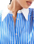 French Connection Alexis cotton shirt in blue and white stripe