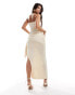 ASOS DESIGN bandeau maxi dress with tie side detail in ecru