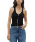 Women's Ribbed Sleeveless Button-Down V-Neck Top