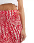 Wednesday's Girl polka dot print bias cut midaxi skirt in red