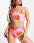 COLLUSION flower print reversible high waist bikini bottom in multi