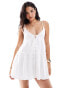 Pull&Bear tiered mini dress in white