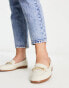 ASOS DESIGN Wide Fit Verity loafer flat shoes with trim in natural