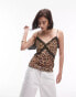 Topshop leopard lace cami in brown