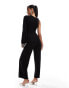 ASOS DESIGN one sleeve wide leg jumpsuit with tie shoulder in black