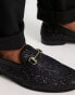 Walk London jean snaffle loafers in black glitter