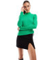 NA-KD high neck knitted top in green