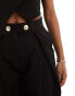 ASOS DESIGN co-ord wide leg trousers with gold buttons in black