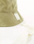 South Beach canvas bucket hat with chinstrap in olive green