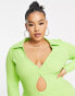 Simmi Plus strappy collar detail with keyhole detail mini dress in lime