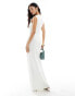 4th & Reckless semi sheer twist bust detail maxi dress with front seam in white