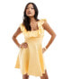 Forever New Petite ruffle shoulder mini dress in yellow