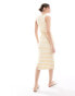 Vila Premium racer neck midi dress in yellow stripe