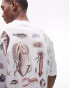 Topman extreme oversized fit t-shirt with front and back sea life print in white